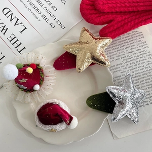 Ensemble d'accessoires de Noël avec mini-chapeaux en velours et pinces étoiles dorées