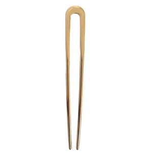 Forcina per capelli a U minimalista in lega dorata lucida per acconciature a chignon