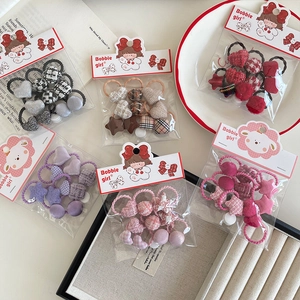 Ensemble d'Élastiques à Cheveux pour Enfants Doux Cœur Étoile Motif à Carreaux Élastiques à Cheveux pour Petites Filles Accessoires de Coiffure Faits à la Main