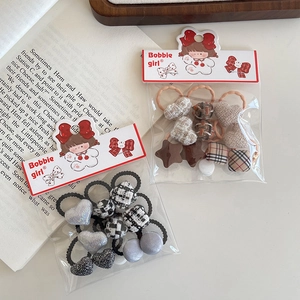 Set d'élastiques à cheveux pour enfants avec cœurs à carreaux et étoiles en paquet