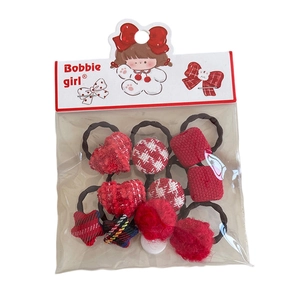 Set de chouchous pour filles à carreaux rouges avec cœurs et étoiles élastiques