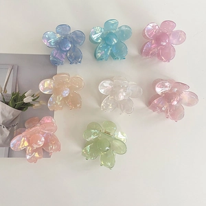 Pinces à cheveux fleurs en acrylique aux couleurs nacrées pour femmes et filles