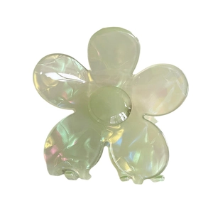 Pince à cheveux fleur en acrylique vert menthe irisé pour coiffures élégantes de style coréen