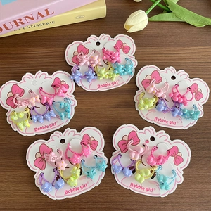 Elastici per Capelli da Ragazza Simpatico Cartone Animato Pois Fiocco Cuore Stella Orso Resina Colore Macaron Bambini Accessori per Capelli