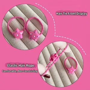 Elastico per capelli a stella rosa a pois con fascia elastica tessuta per bambini