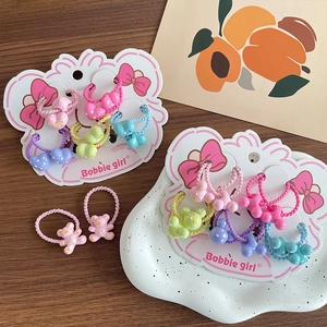 Elastici per capelli carini per bambine con cuori e orsetti in colori macaron