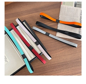 Detailed view of six colorful elastic yoga headbands with non-slip silicone grip for fitness