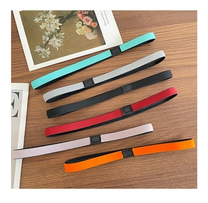 Set of six colorful thin elastic non-slip sports headbands for running and yoga