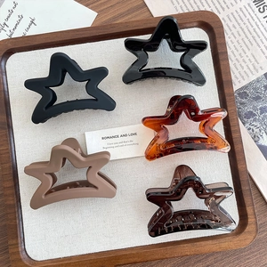 Matte Glossy Acetate Star Shaped Hair Claw Clips Large Shark Clip Simple Korean Style Hollow Star Hair Accessories For Women