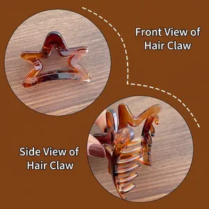 Chic matte star hair claw clip in amber brown for elegant women's styling accessories