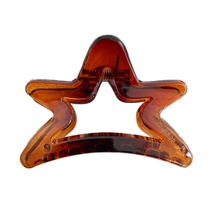 Frosted amber star hair claw clip with cutout design for elegant women's hairstyles