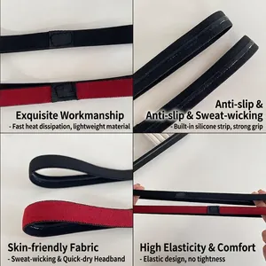 Non-slip yoga headbands set in black and dark red with inner silicone anti-grip strips