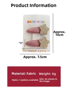 Detalle de pinzas para el cabello de estrella rosa con purpurina en cartulina