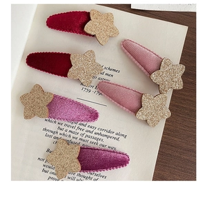Pack de 6 pinzas para el pelo con estrellas de terciopelo en burdeos rosa y violeta