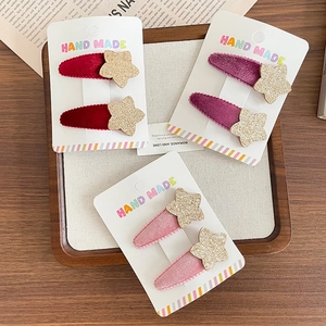 Pinzas Para El Pelo De Estrella Dulces Para Niñas Hechas A Mano De Pana De Felpa Con Estrellas De Purpurina Horquillas BB Accesorios