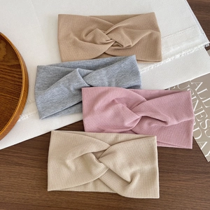 Women Ribbed Knit Twisted Knot Hairband Solid Color Elastic Yoga Sport Sweatband Korean Style Headband Hair Accessories