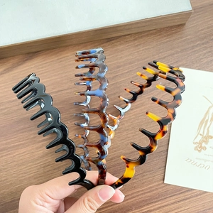 Korean Wavy Teeth Headband Acetate Hair Hoop For Women Non Slip Hairband High Cranial Top Fixing Hair Tool Accessory