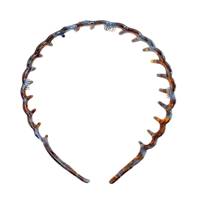 Chic tortoiseshell acetate headband with inner teeth for styling and facial washing