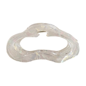 Iridescent white hollow cloud hair claw clip with elegant wavy design for women
