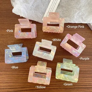 Mermaid Pearl Acetate Square Hair Claw Vintage Korean Marble Texture Small Shark Clip Sweet Geometric Hair Clip For Women