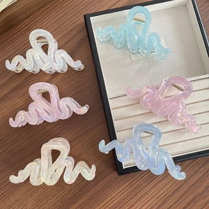 Pince à Cheveux à Vague en Acétate Française Multicolore Irisé Pince Requin Grande Couleur Gelée Pince à Cheveux pour Femme
