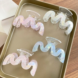 Pinza per Capelli Serie Sirena Iridescente Coreana Clip Squalo in Acrilico a Onda di Moda Accessori per Capelli per Donna Ragazza