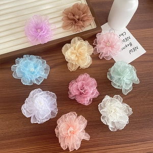 Handgemachte Organza Blume Haarspange Für Mädchen Süß Künstliche Perle Floral Entenschnabel-Clip Prinzessin Kopfschmuck