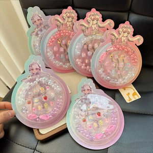 Kinder DIY Press On Nägel Set Süße Cartoon Erdbeere Relief Nagelaufkleber Mit Bunten Perlen Schmuck Für Mädchen Geschenk