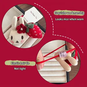 Lot d'élastiques à cheveux lapin et fraise mignons à haute élasticité pour enfants