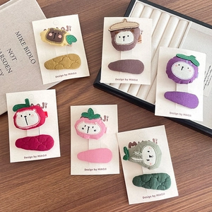 Handmade Fabric Fruit Animal Embroidered Hair Clips For Girls Cute Cartoon BB Clips Hair Accessories Set Hairpins Gift