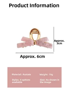 Rosa Acetat-Haarklammer in Schleifenform, Maße 6cm x 3cm, Gewicht 19g im Detail