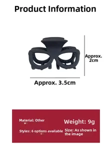 Détails et dimensions de la pince à cheveux noire mate en forme de nœud avec mesures
