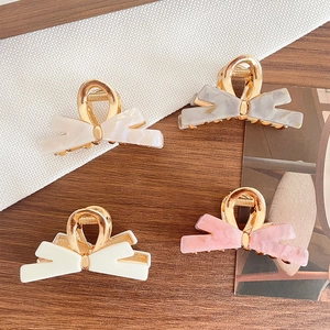 Eleganter Haarklammer Aus Acetat Mit Schleife Für Damen Meerjungfrau Marmormuster Goldlegierung Hai Clip Vielseitiges Haarstyling Zubehör