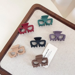 Lot de 6 pinces à cheveux mates en forme de lunettes, couleurs variées sur plateau