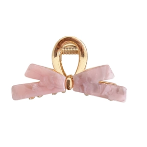 Eleganter Haarklammer aus acetat in Meerjungfrau-Rosa mit Marmortextur und Gold-Metall-Griff