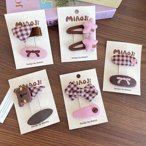 Lot de barrettes à cheveux pour filles avec nœuds à carreaux et motifs de cœur doux