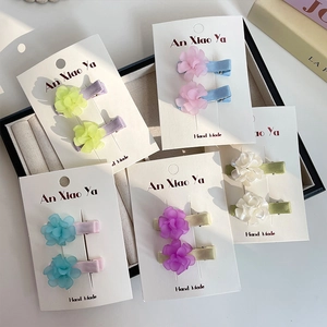 Sweet Flower Hair Clips For Girls Handmade Fabric Wrapped Duckbill Clips Colorful Floral Side Hairpin Kids Hair Accessories