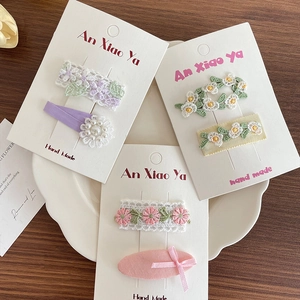 Lot de barrettes à cheveux faites main pour filles avec broderie et détails perles