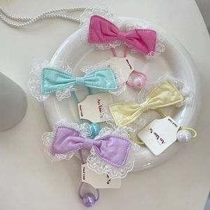 Sweet Lace Bowknot Hair Clip Hair Tie Heart Crystal Artificial Pearl Bead Candy Color Korean Style Fashion Hair Accessories For Girls