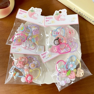 Korean Style Cartoon Animal Girl Hair Ties For Kids Cute Acrylic Elastic Hair Bands Sweet Macaron Colors Hair Ornaments