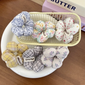 Lot de 6 chouchous en coton aux motifs floraux et carreaux de style coréen