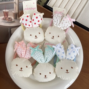 Handmade 3D Rabbit Fabric Hair Clip And Hair Tie For Girls Kids Cute Animal Floral Plaid Polka Dot Pattern Headwear Hair Accessories