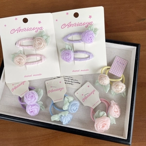 Barrettes à Fleurs de Camélia Faites à la Main pour Filles Style Forêt Roses en Tissu Élastiques Accessoires Cheveux