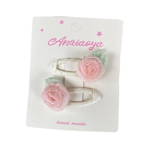 Barrettes à cheveux fleurs de camélia roses faites à la main pour femmes et filles