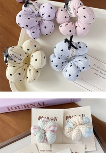 Chouchous en coton à imprimé fleuri avec nœuds et motifs à carreaux pastel