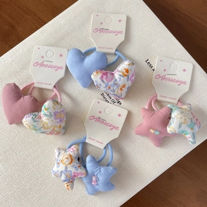 Lot de chouchous faits main avec motifs floraux en forme de cœur et d'étoile