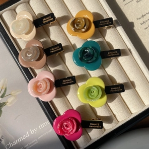 Handmade Acetate Rose Flower Duckbill Hair Clip French Elegant Floral Side Bangs Clip For Women Fashion Hair Accessories
