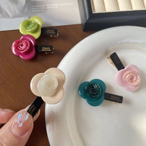 Handmade rose acetate hair clips set in elegant colors for women's styling accessories