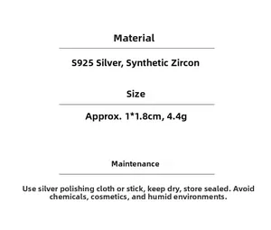 Detaillierte S925 Silber Smaragd Zirkon Ohrring Spezifikationen inklusive Maße und Gewicht