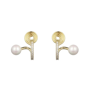 Élégantes boucles d'oreilles clips spirale dorée avec perles et zircons pour oreilles non percées